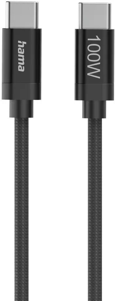 Hama Fabric Charging Cable USB-C - USB-C Nylon 1 5 m melns - Vads 00201740 (4047443536396)