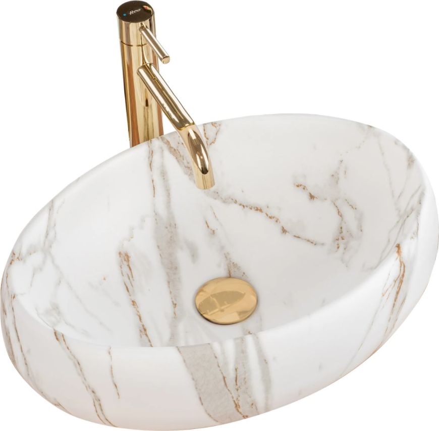 Umywalka Rea Linda nablatowa 48.5cm imitacja kamienia