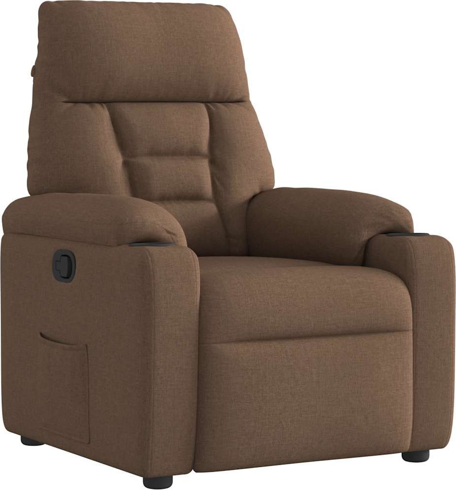 vidaXL Fotel rozkładany, brązowy, obity tkaniną