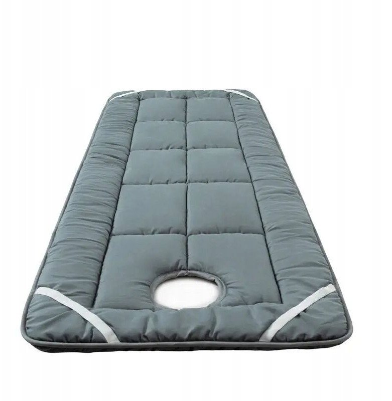 Mata na ŁÓŻKO STÓŁ do MASAŻU PODUSZKA MATERAC Mata 60x190cm z OTWOREM Szara