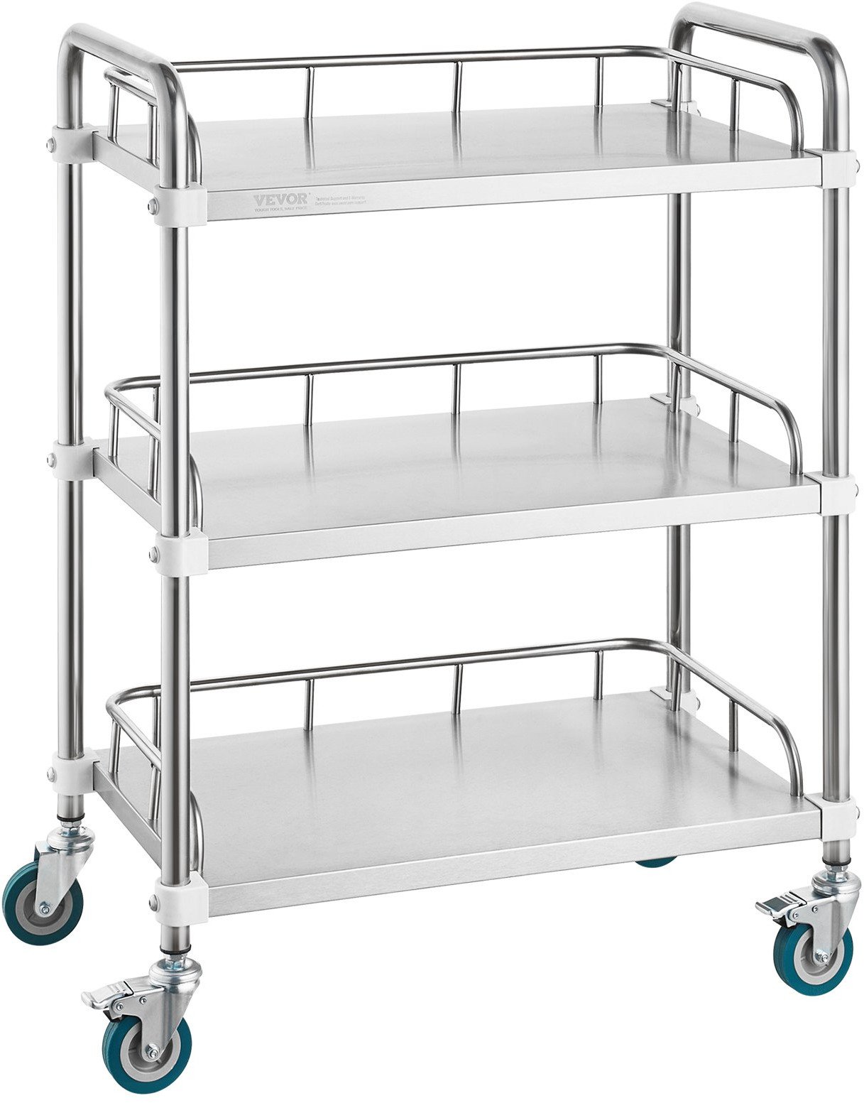 Wózek laboratoryjny stalowy 3 półki z kółkami do gabinetu i salonu