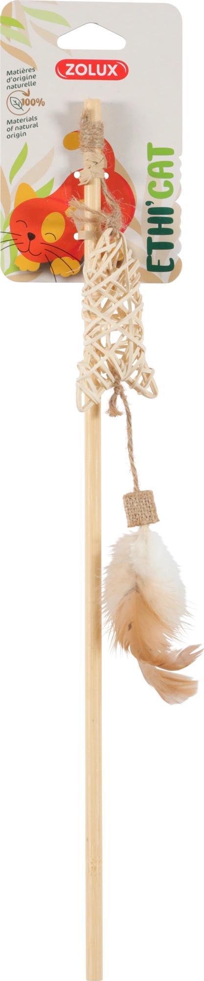 Zolux ZOLUX Zabawka dla kota ETHICAT wędka ryba z rattanu i piórka