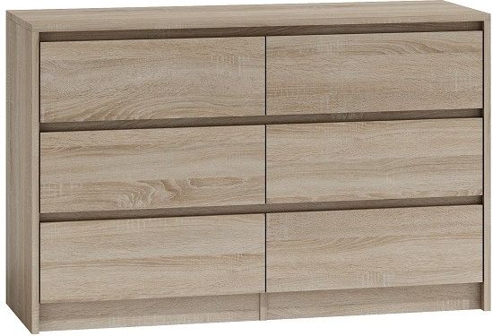 Topeshop Komoda szafka 6 szuflad 120cm dąb sonoma karo k120
