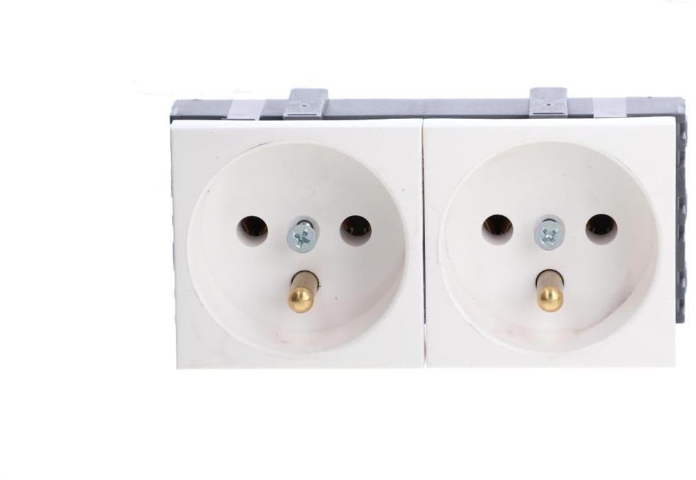 Gniazdo modułowe podwójne bez blokady białe przelotowe WP45X4575