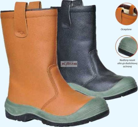 Portwest FW13 STEELITE RIGGER S1P CI - wysokie ocieplane buty robocze z nadlanym noskiem - czarny 38