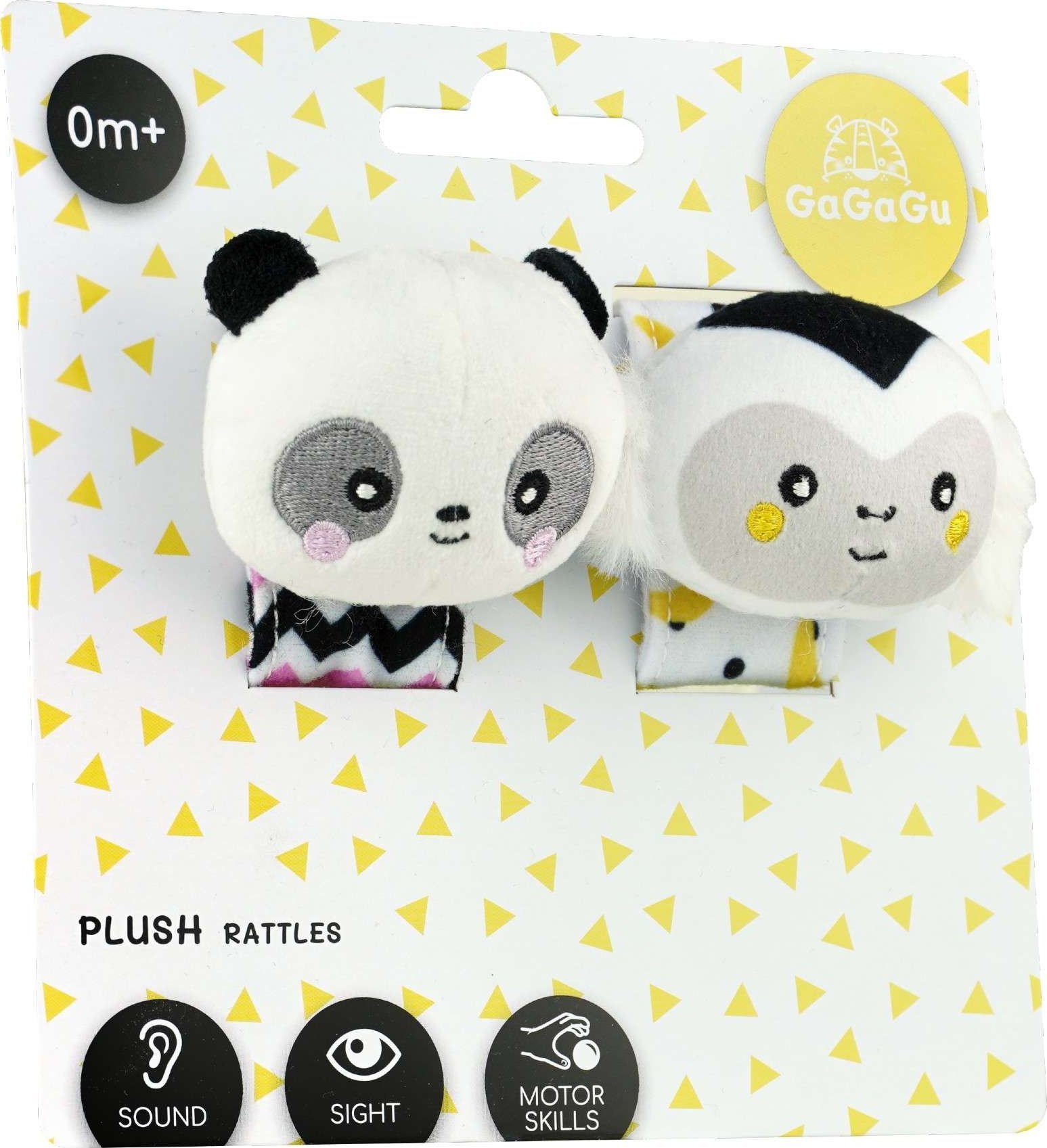 Tm Toys Gagagu Pluszowe grzechotki z rzepem małpka i panda 0m+