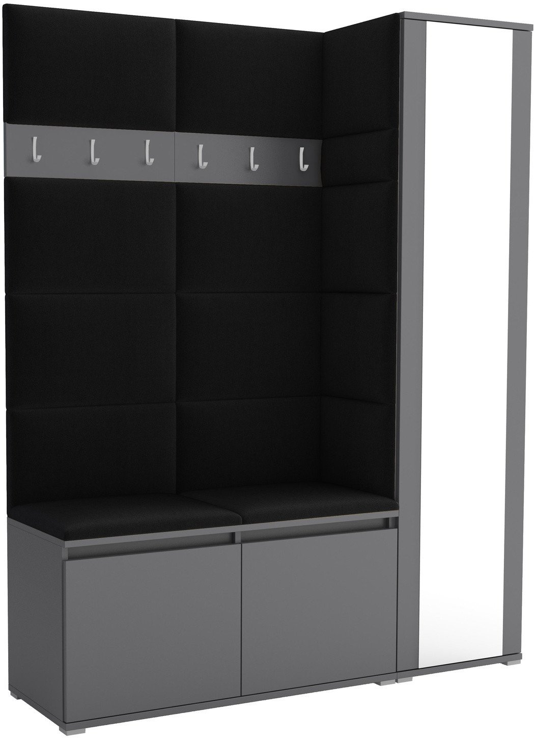 Tapicerowana garderoba Noris VII z lustrem - kolor antracyt + tkanina Trinity 16