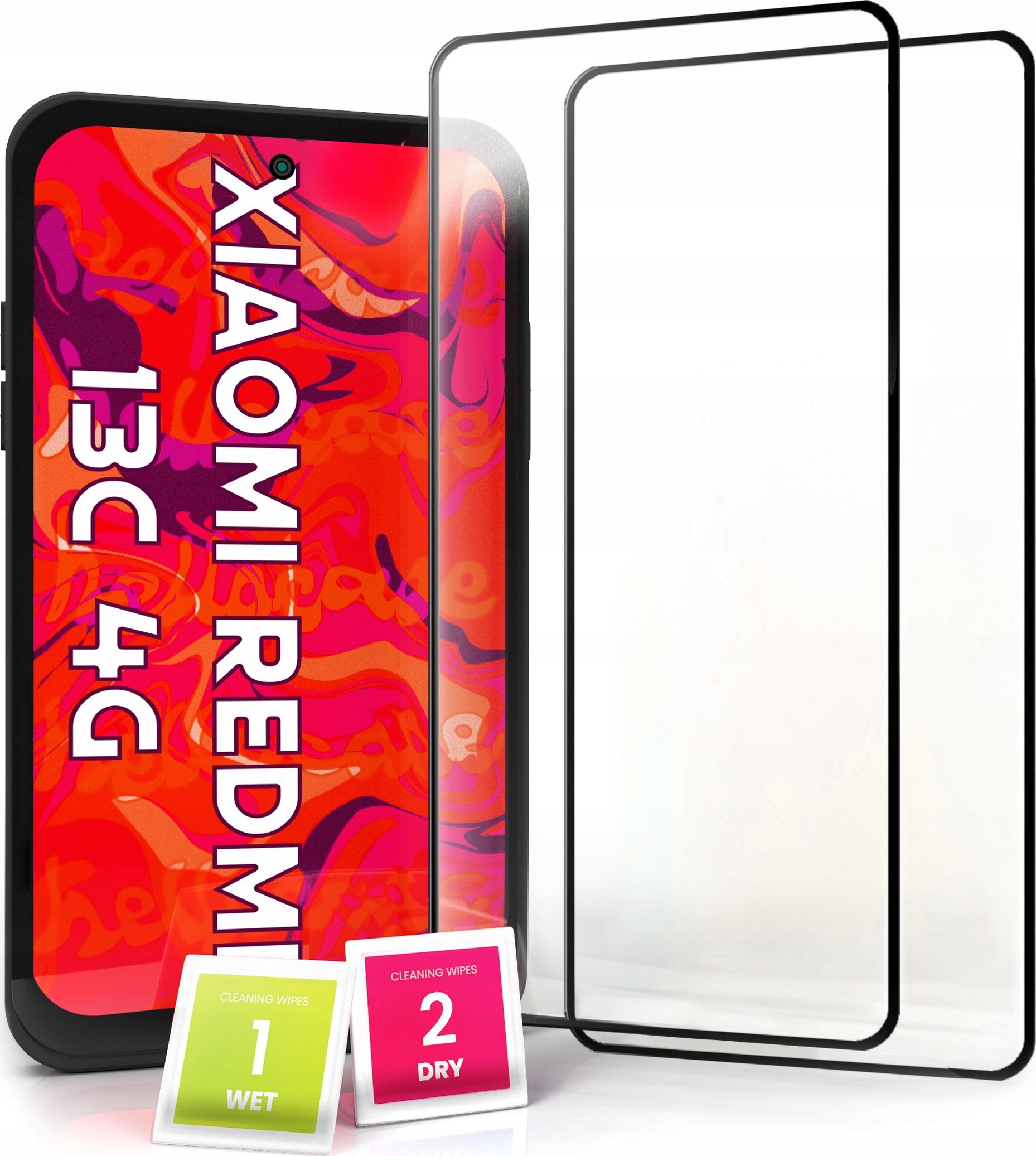 Hello Case 2-pak Szkło Hartowane do Xiaomi Redmi 13C 4G Ochronne Pełne cały ekran 9H