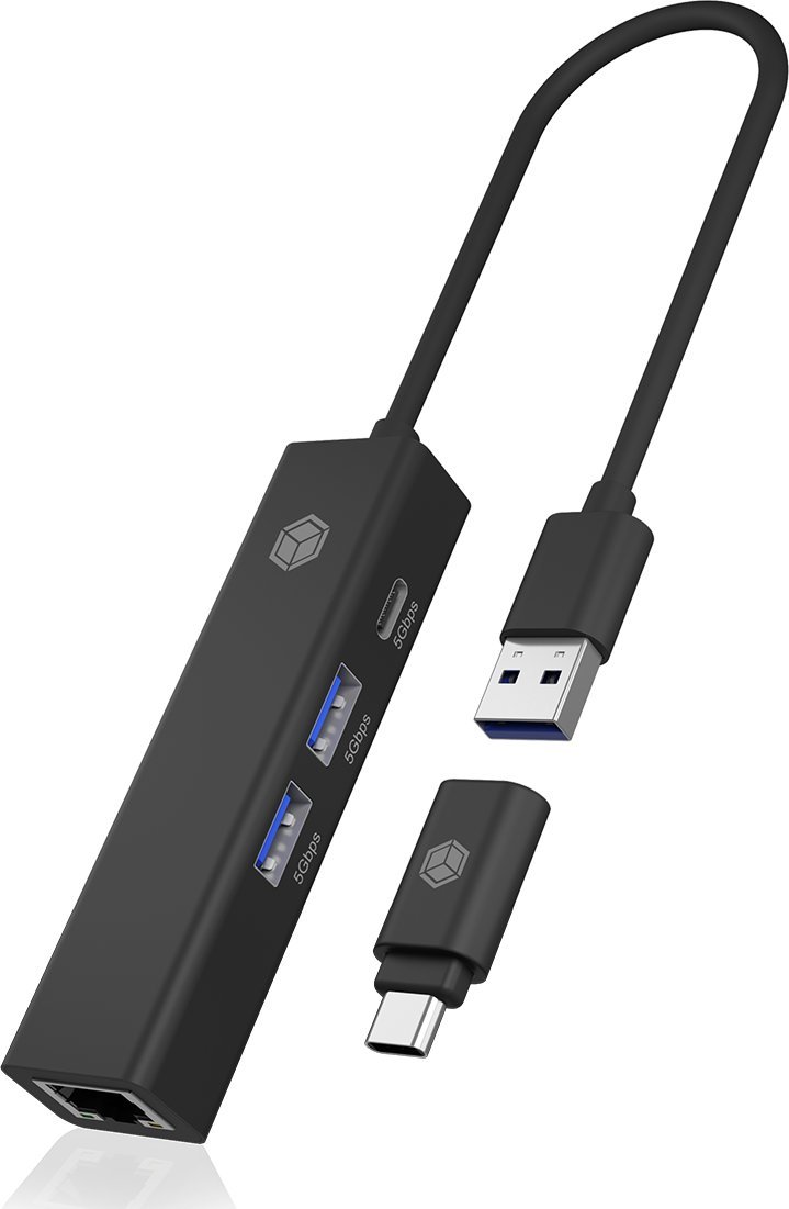 HUB USB Icy Box Hub IB-HUB1439-LAN 4w1 HUB, 1x USB-C, 2xUSB-A, 1x LAN