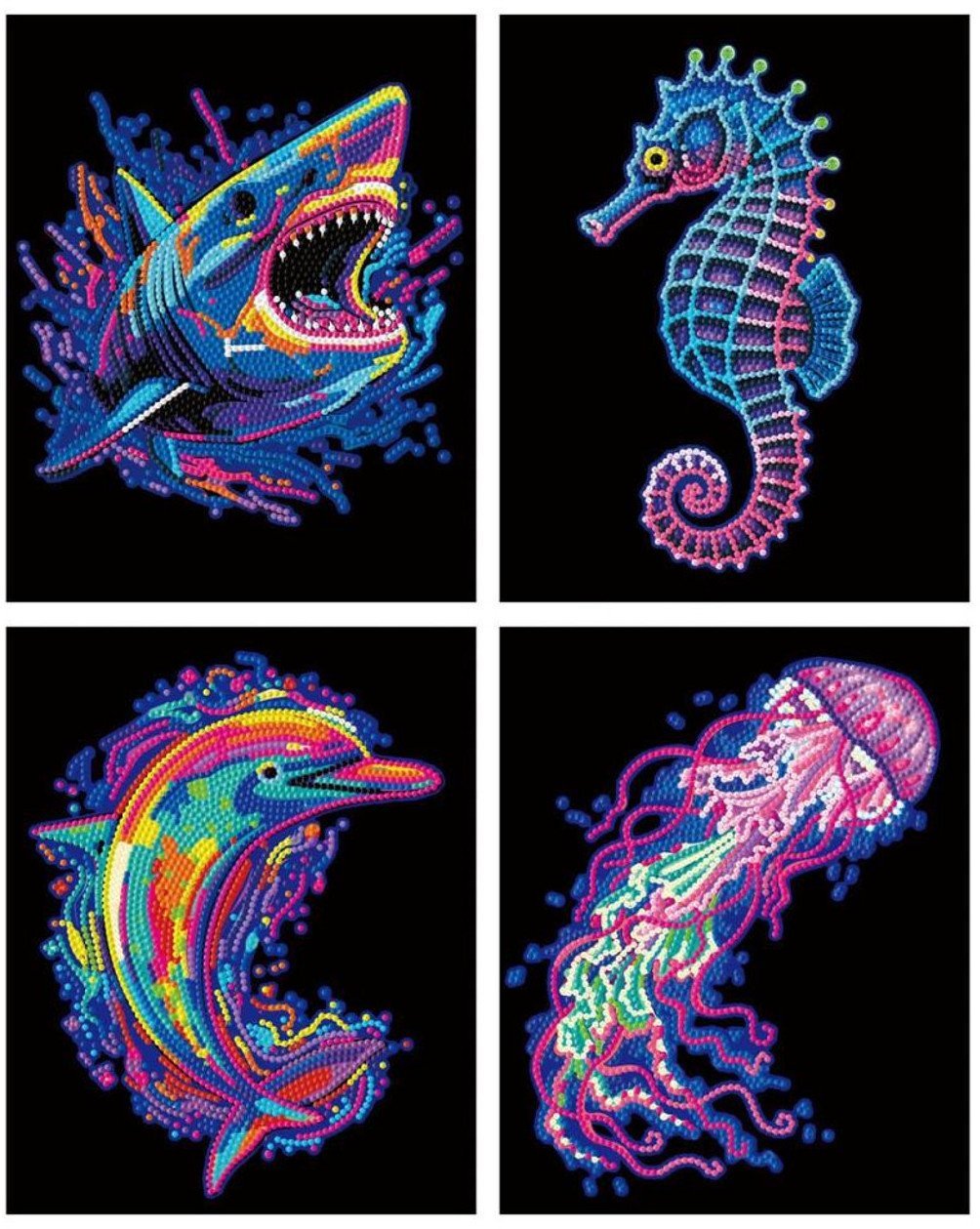 DIAMOND DOTZ ADULTS FLOCKED NEON SEA LIFE