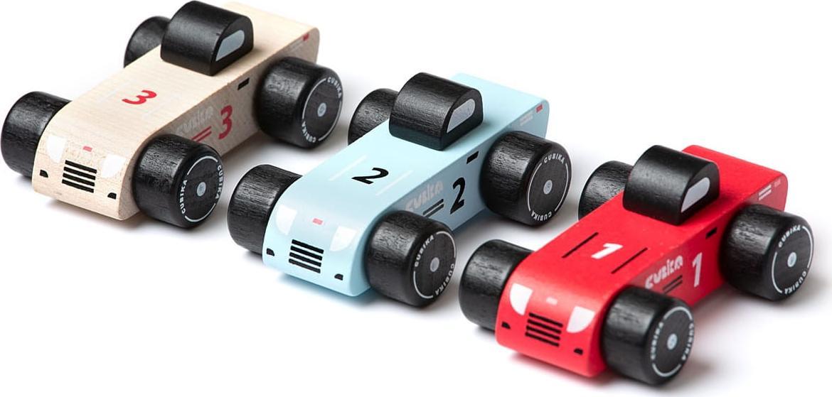 Cubika Drewniane samochody wyścigowe 3 szt. 18m+