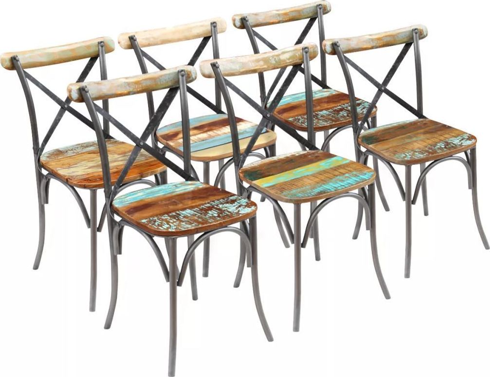 vidaXL Krzesła stołowe, 6 szt., lite drewno z odzysku