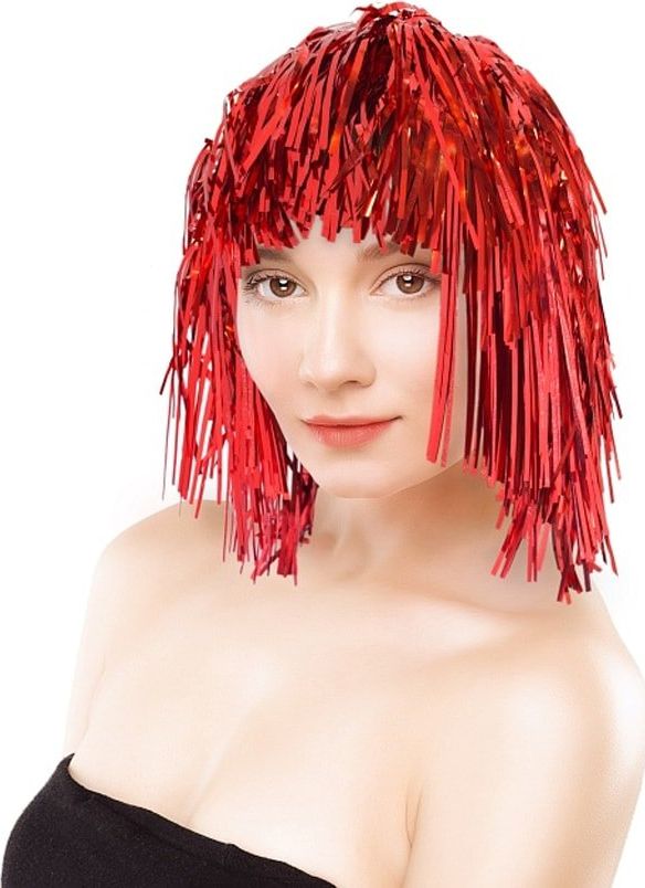 GoDan Peruka foliowa - czerwona. uniwersalny