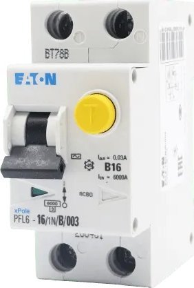 Eaton Wyłącznik różnicowo-nadprądowy 1P+N 16A 0,03A typ AC PFL6-16/1N/B/003 286431