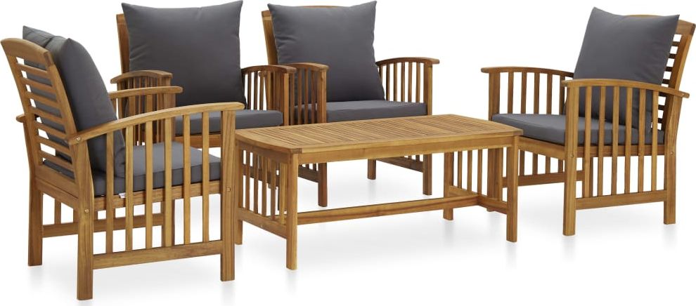 vidaXL 5-cz. zestaw wypoczynkowy do ogrodu, poduszki, drewno akacjowe