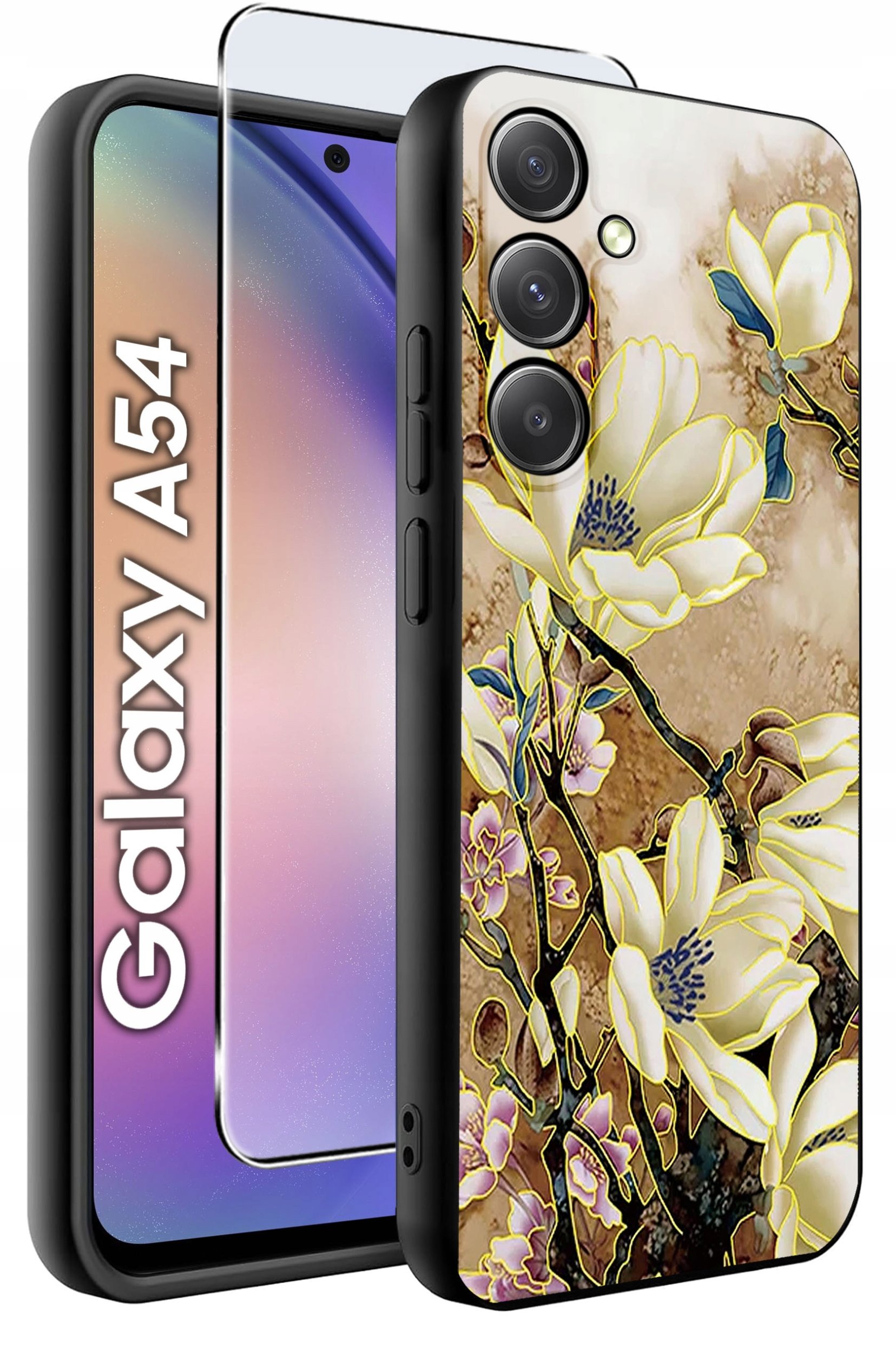 ETUI do Samsung A54 5G WZORY | SILIKONOWE MATT CASE + SZKŁO 9H