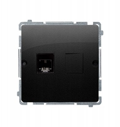 Simon Basic Gniazdo telefoniczne RJ11 (moduł). Montaż gniazda na wkręty do puszki czarny BMTF1.02/49