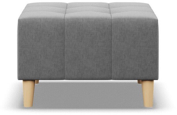 Pufa na nóżkach, pikowana, NUBO, 71x71x40 cm, jasny szary