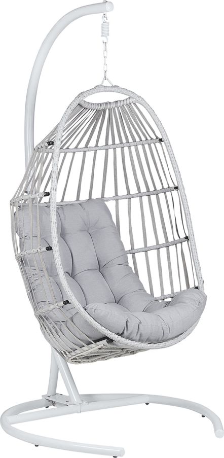 Shumee Fotel wiszący ze stojakiem rattanowy jasnoszary SESIA