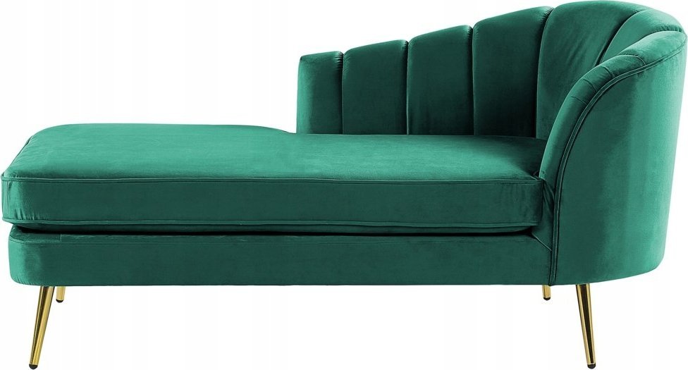 Beliani Szezlong welurowy prawostronny zielony ALLIER