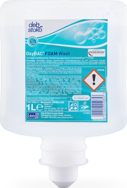 DEB Mydło antybakteryjne w pianie DEB Oxybac Foam Wash, zapas do dozownika, 1000ml