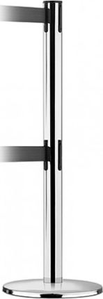 Tensator Pachołek/słupek Advance Dual Line z rozwijaną taśmą odgradzającą, chromowany połysk (Taśma 2,30m)