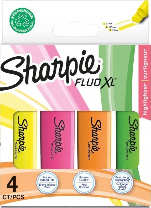 Sharpie Textmarker Fluo XL 4er G/O/P/G Blister
