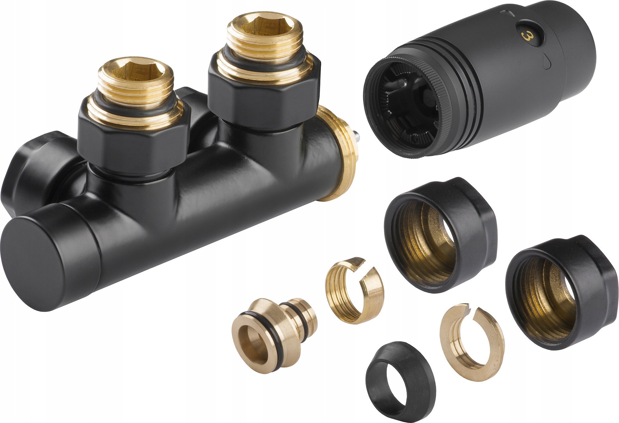 Invena Invena zestaw termostatyczny zespolony PROV typu duoplex do dolnego podłączenia, czarny CZ-91-015