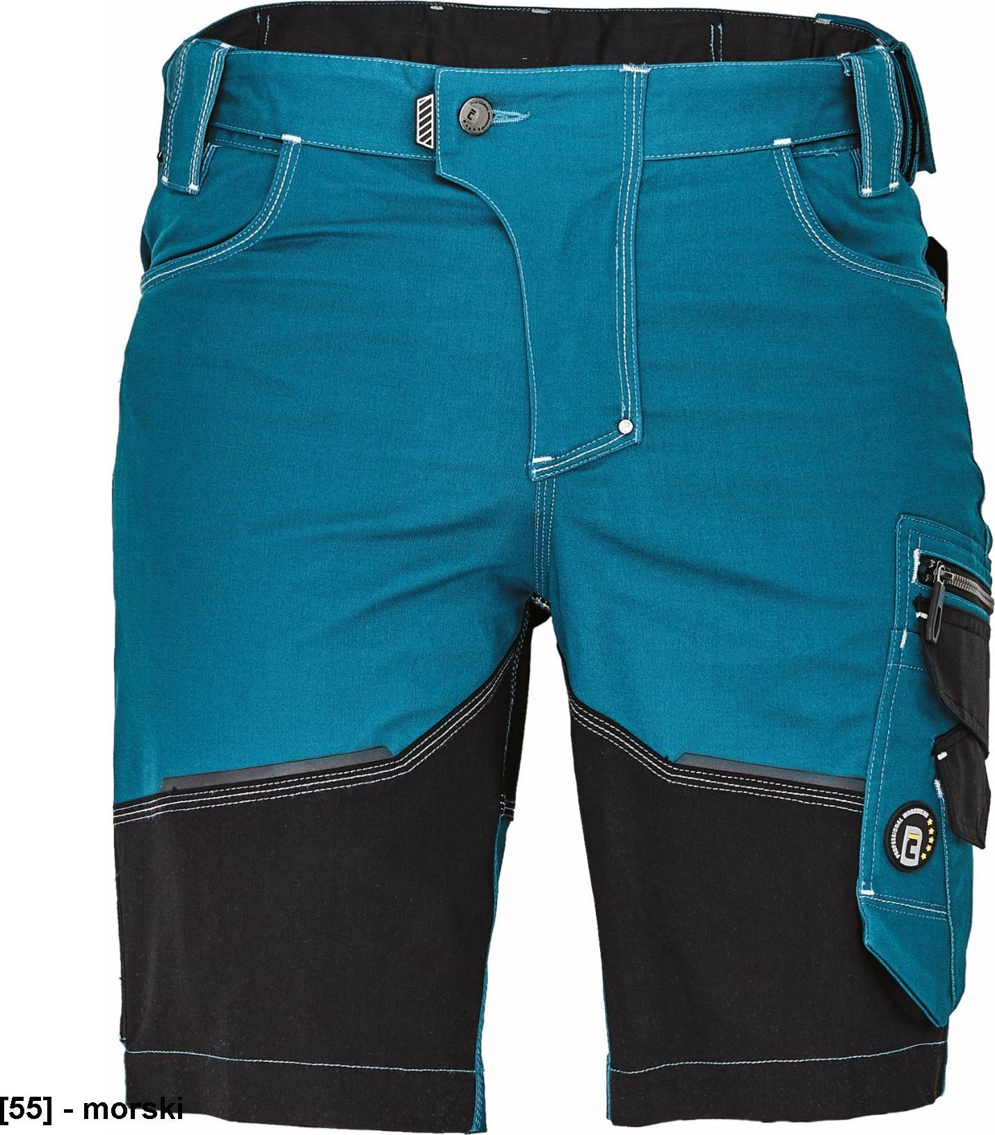 CERVA NEURUM CLASSIC szorty - męskie szorty robocze, elastyczny materiał Trifibetex, 6 kieszeni, odblaski - morski 50