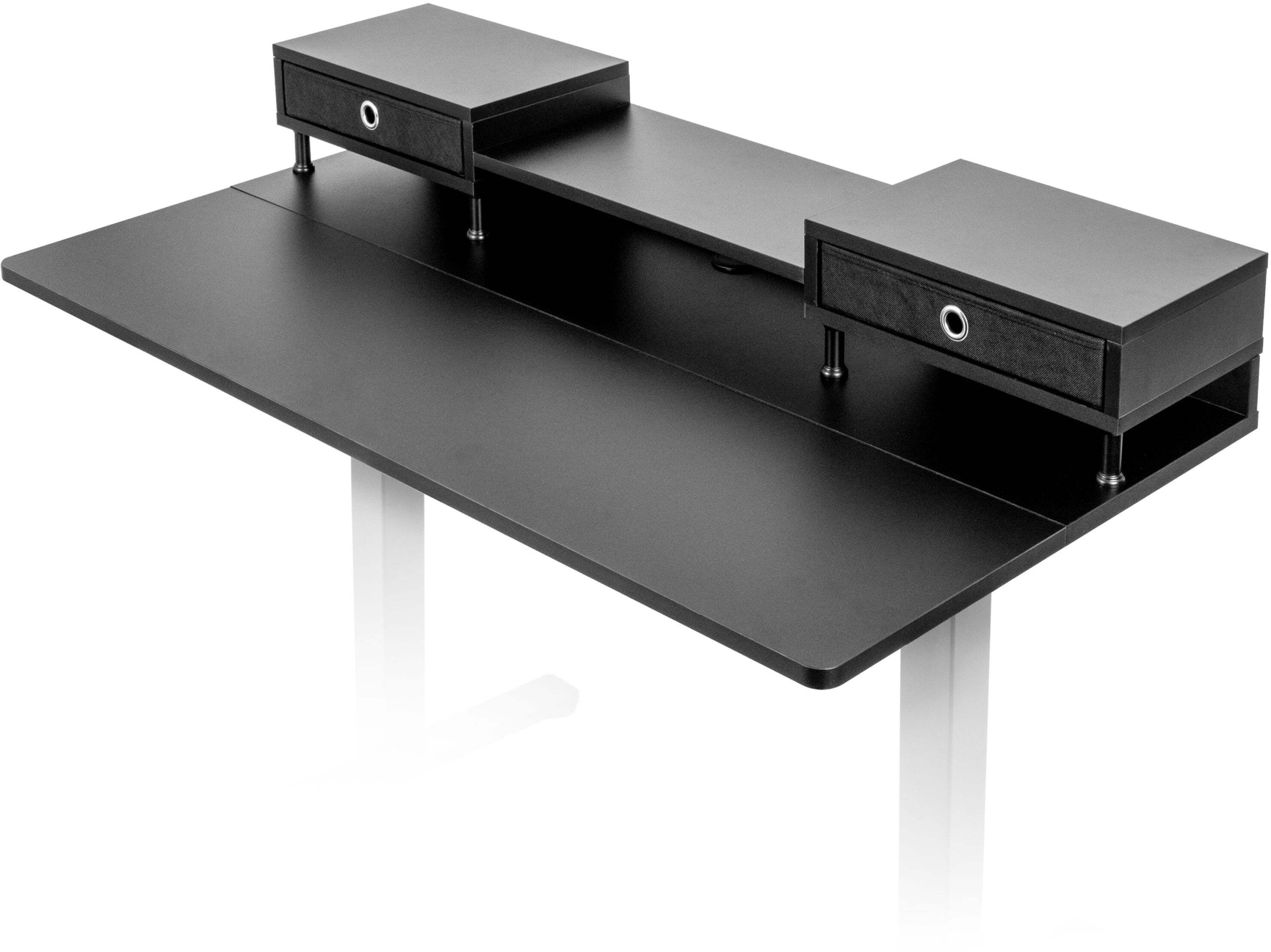 Biurko Duronic Blat biurka z nadstawką szufladami kolor: czarny | kompatybilny ze stelażami TM51 i TM61 | regulacja wysokości | 120 x 60 cm | ergonomi