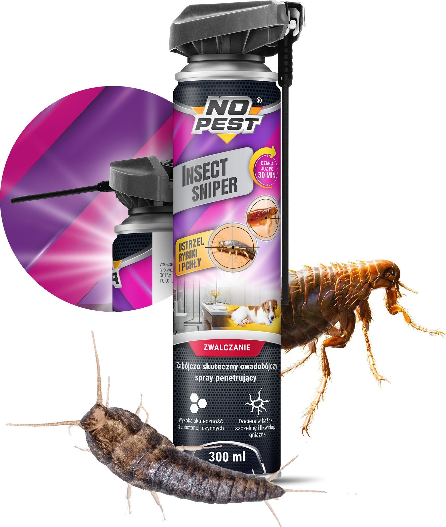 NO PEST Sniper Spray na Rybiki 300ml Środek Płyn Preparat na Rybiki Pchły Karaluchy