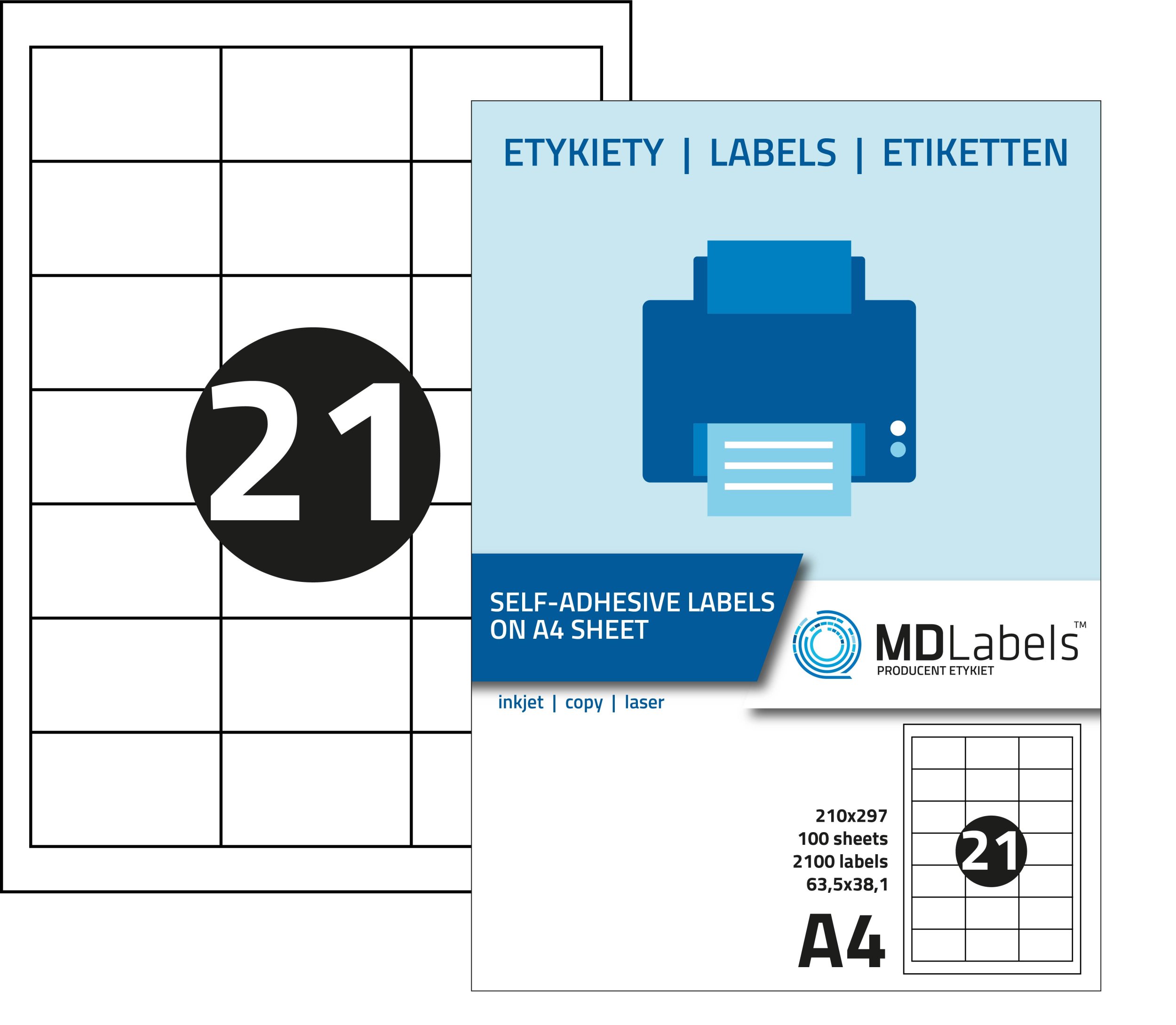 Etykiety samoprzylepne 63,5x38,1mm 100 ark