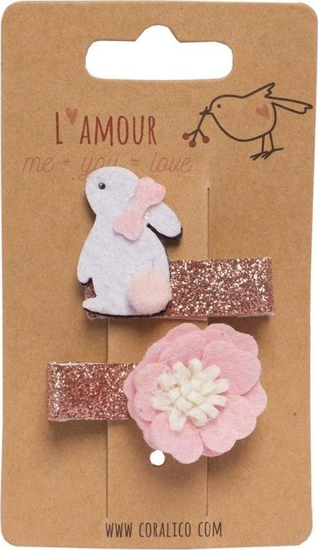 Klipsy królik i kwiatek