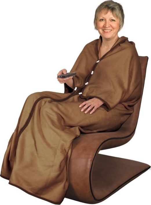 Home Life Telewizyjny koc z rękawami, pled, narzutka z polaru Brązowy