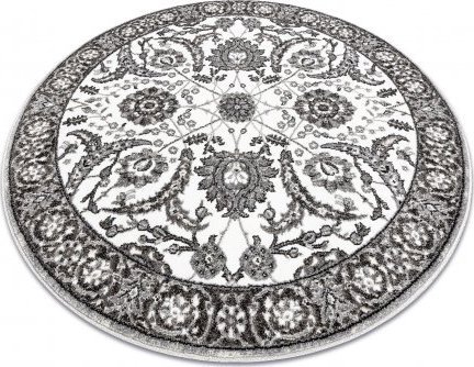 Dywany Łuszczów Dywan MATEO 8037/644 koło Nowoczesny ramka, kwiaty - strukturalny szary, koło 120 cm