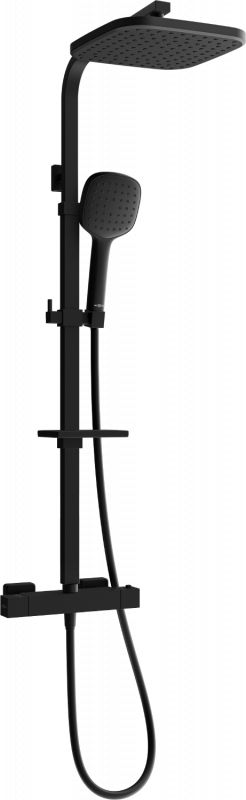 Zestaw prysznicowy Mexen Mexen CQ33 zestaw prysznicowy natynkowy z deszczownicą i baterią termostatyczną, czarny - 772503395-70