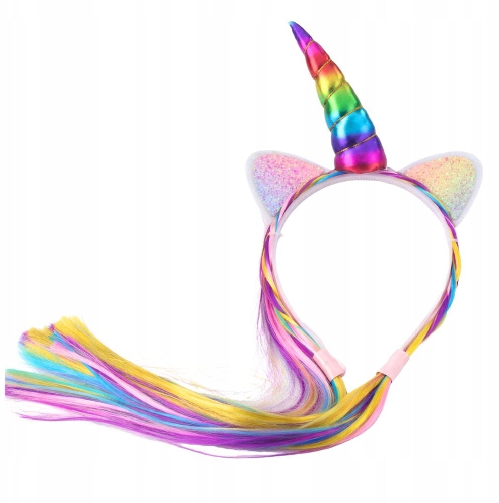 Opaska Z Rogiem Jednorożca Kolorowe Włosy Do Plecenia Warkoczy