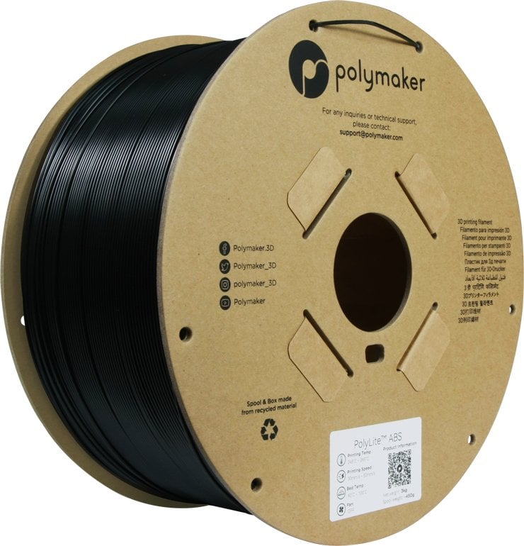Polymaker PolyLite ABS - 3kg - 1.75mm - Juodas