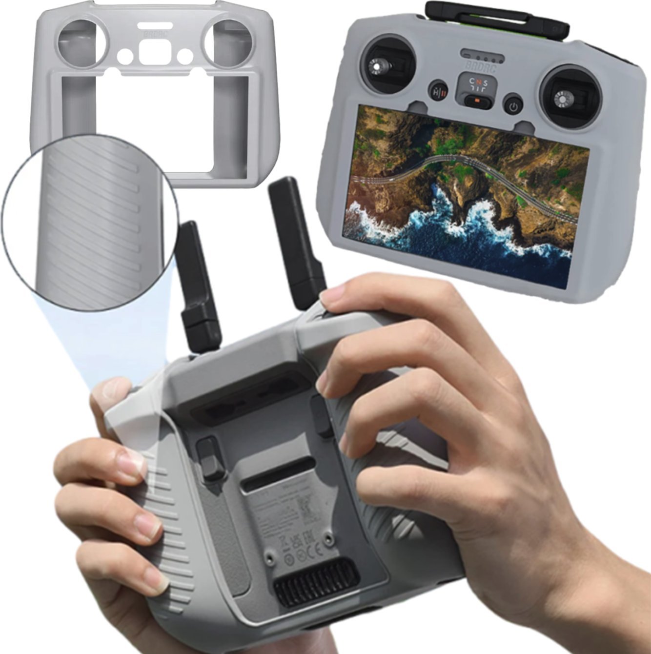 BRDRC ETUI OBUDOWA SILIKON DO KONTROLERA DJI RC 2 / DJI AIR 3 / DJI MINI 4 PRO - SZARA