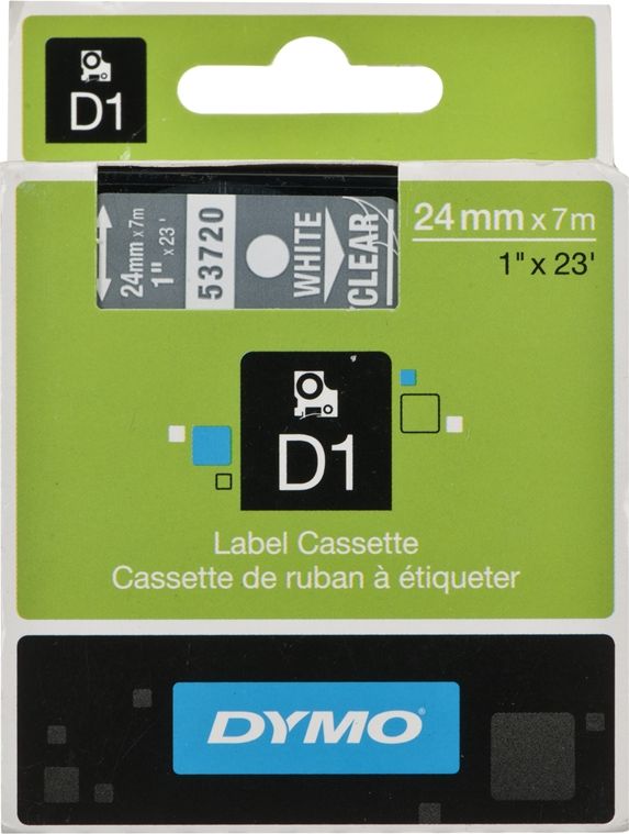 Dymo TAŚMA DYMO D1 24 MM X 7M PRZEZROCZYSTA (BIAŁY TEKST)