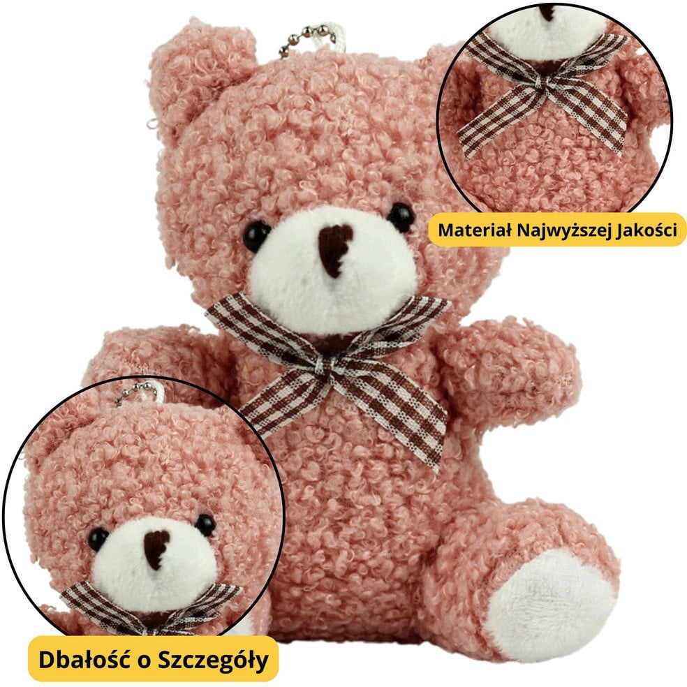 Miś Pluszowy Brelok Zawieszka Ozdoba Różowy 8cm