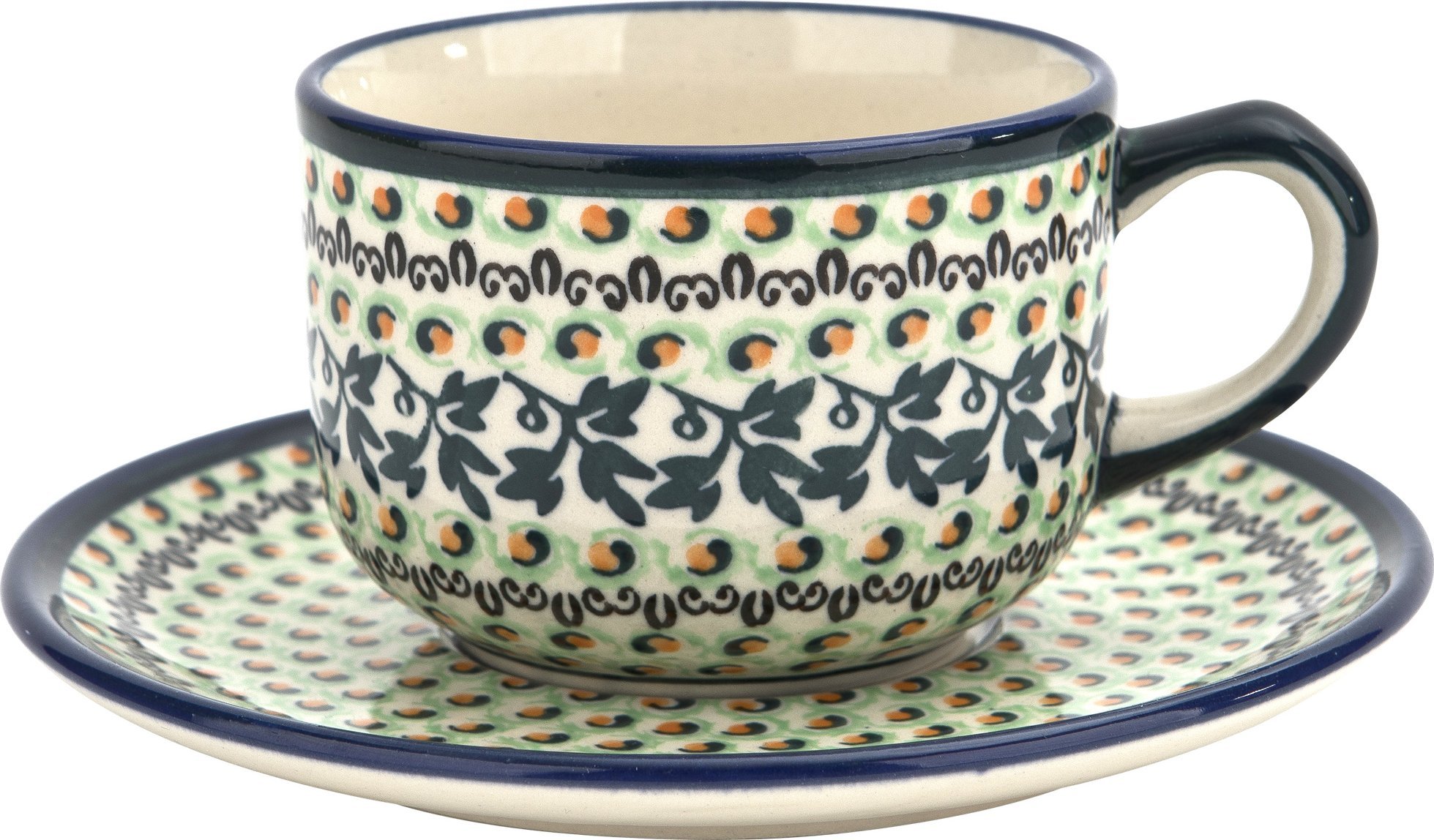 Bolesławiec Filiżanka 220 ml ze spodkiem Bolesławiec Dekor 1165A