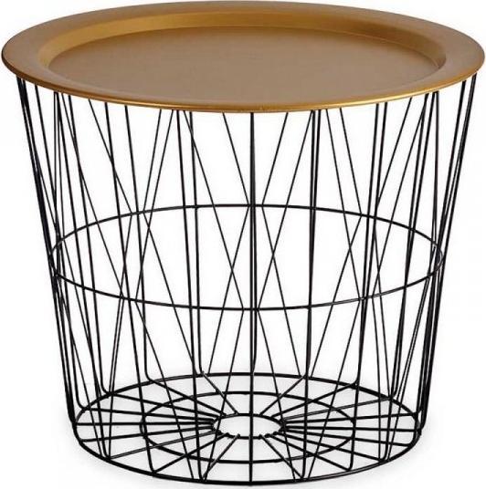 Gift Decor Stolik Czarny Złoty Metal (52 x 40 x 52 cm)