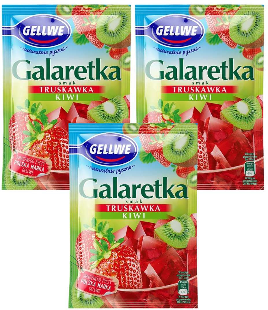 Gellwe Galaretka o smaku truskawka-kiwi 72 g x 3 sztuk