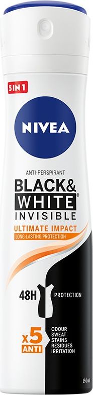 Nivea Dezodorant BLACK& WHITE INVISIBLE Ultimate Impact 5in1 spray 150ml