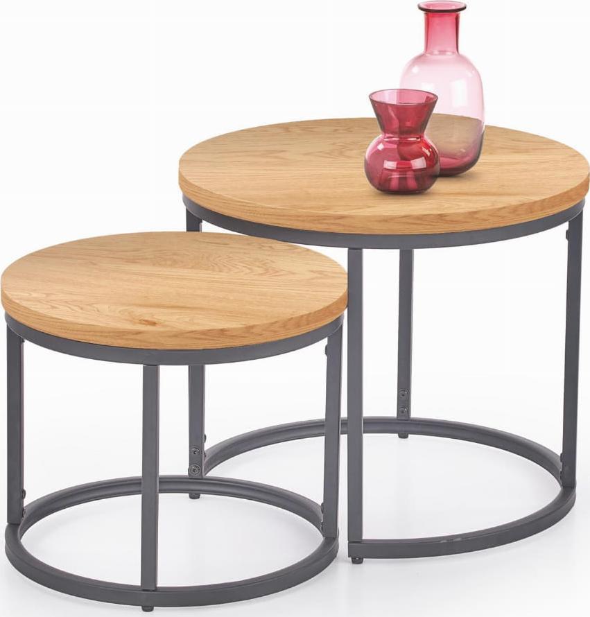 Halmar WNĘTRZARSKIE OREO zestaw dwóch ław dąb złoty / czarny (1p=1szt)