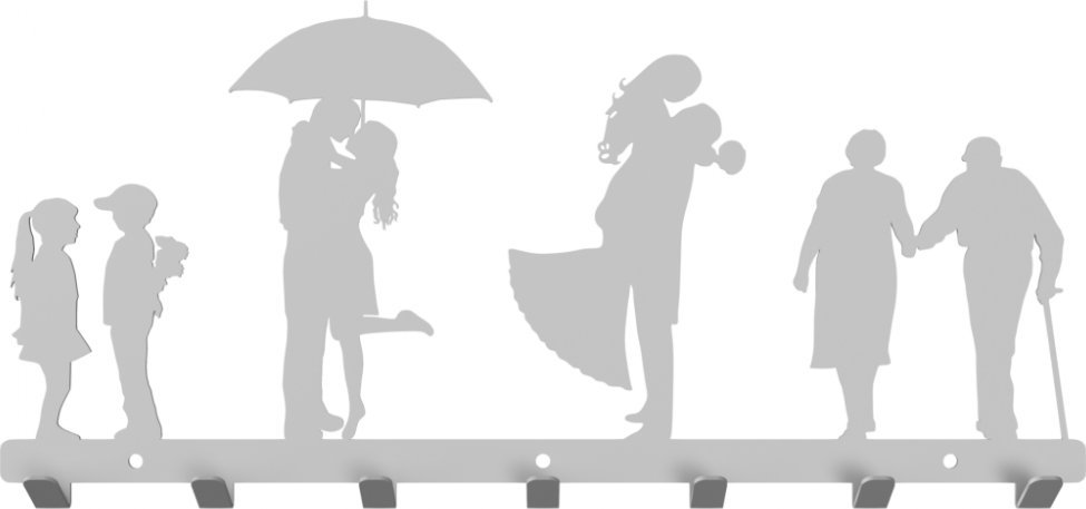 MT3CH Duży metalowy wieszak ścienny wiszący do przedpokoju na kurtki ubrania klucze loft LIVE RODZINA ŻYCIE srebrny