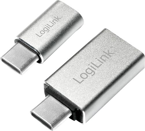 Adapter USB LogiLink USB-C - microUSB USB-C - USB Srebrny (AU0040)