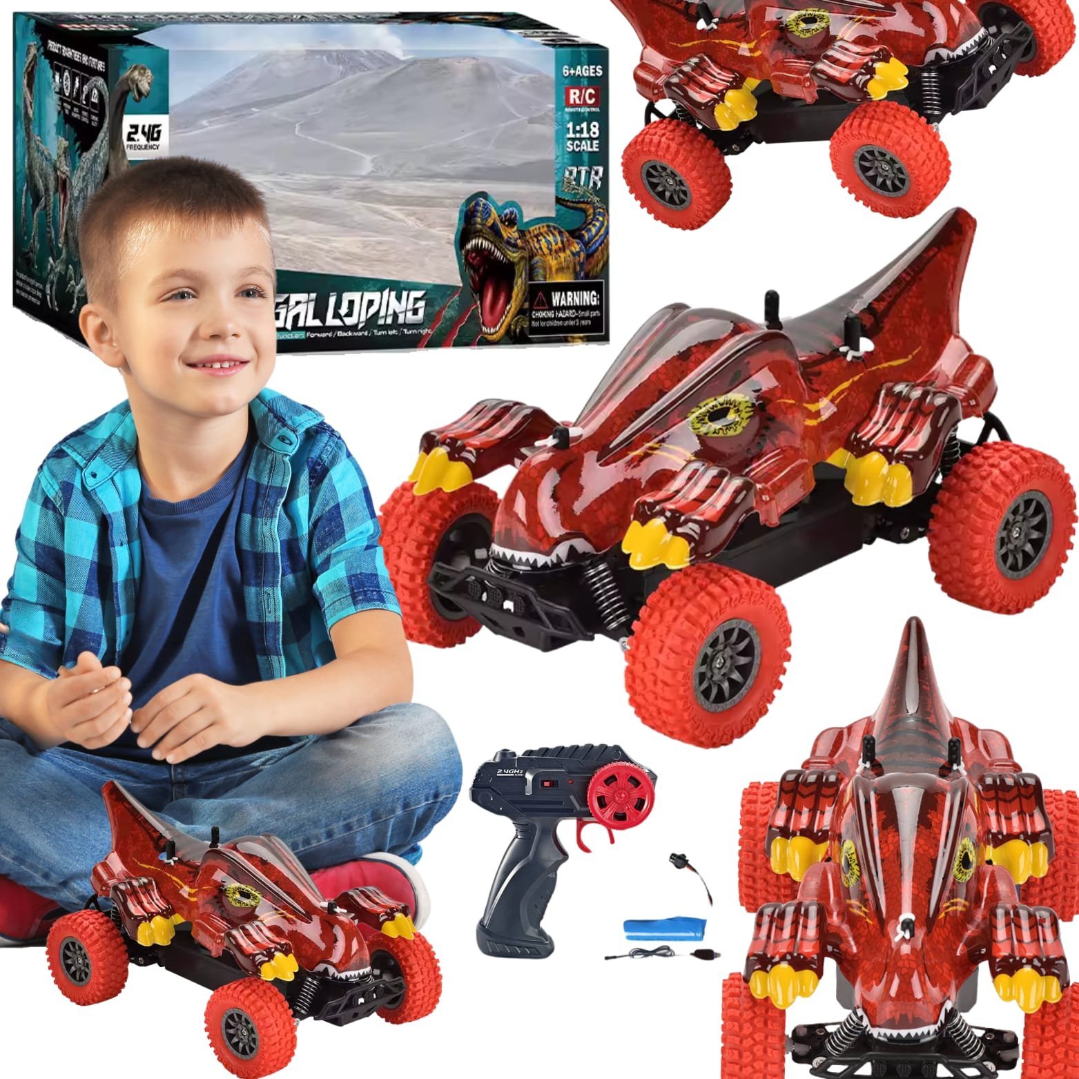 ProNice Auto Pojazd Dinozaur Zdalnie Sterowany Gumowe Opony Technologia 2,4G