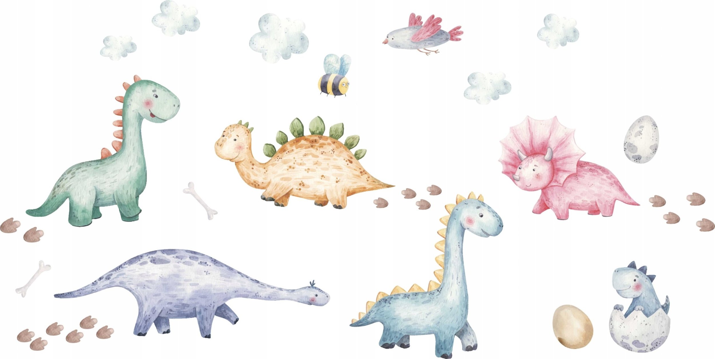 naSciane Naklejki dla dzieci DINOZAURY dino ECO* pastelowe